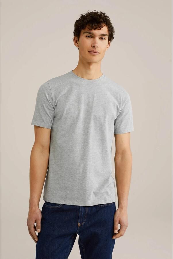 WE Fashion basic slim fit t-shirt light grey melange