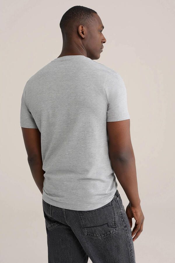 WE Fashion basic slim fit t-shirt light grey melange - Foto 3