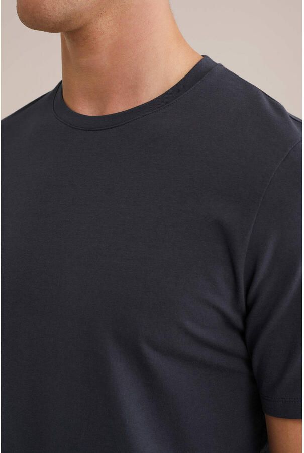 WE Fashion basic slim fit t-shirt marineblauw