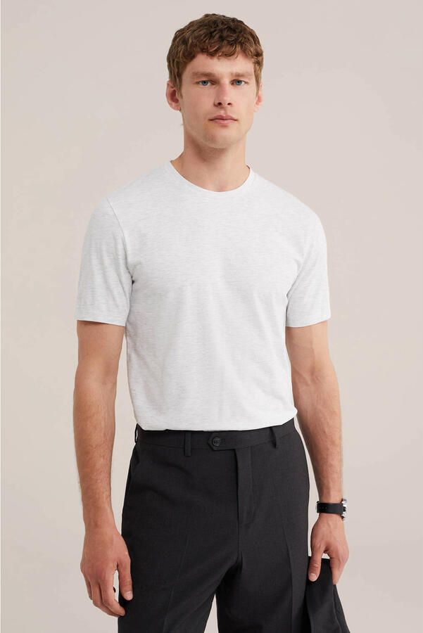 WE Fashion basic slim fit T-shirt white melange