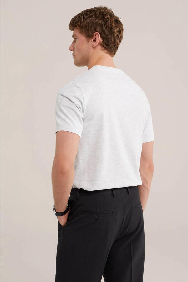 WE Fashion basic slim fit T-shirt white melange - Foto 3
