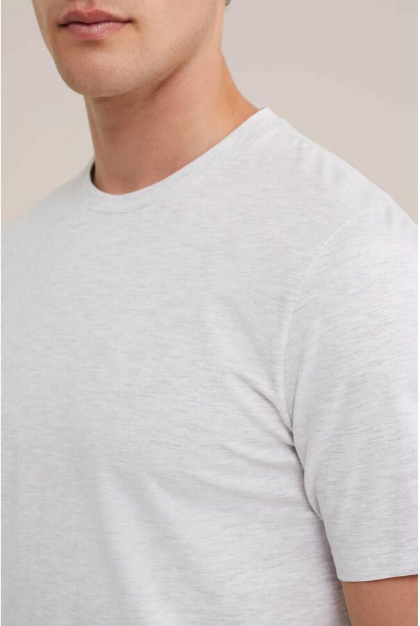 WE Fashion basic slim fit T-shirt white melange - Foto 2