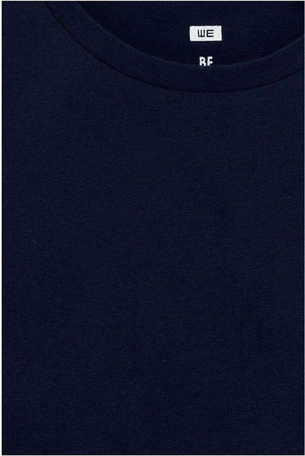 WE Fashion basic T-shirt donkerblauw Jongens Stretchkatoen Ronde hals Effen 134 140 - Foto 2
