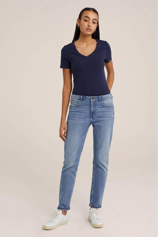 WE Fashion basic T-shirt met katoen donkerblauw - Foto 2