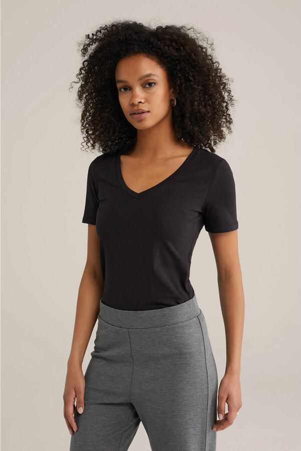 WE Fashion basic T-shirt met katoen zwart