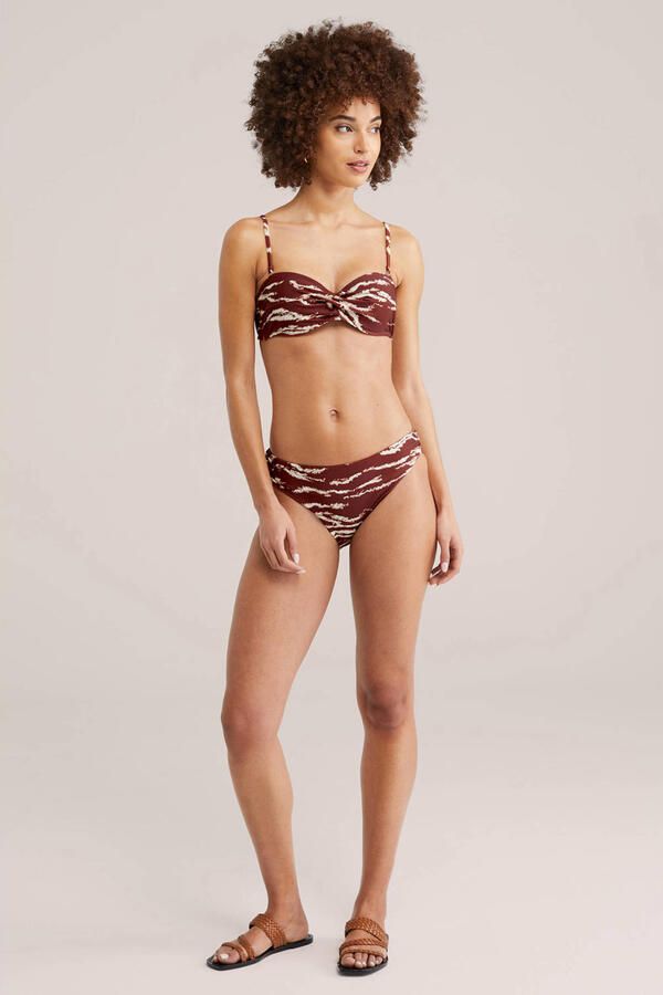 WE Fashion bikinibroekje donkerrood ecru - Foto 3