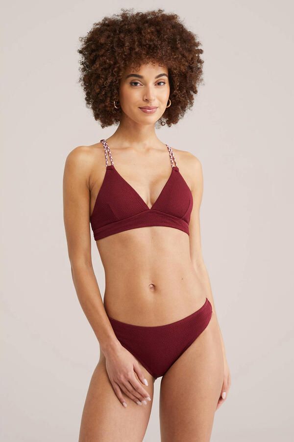 WE Fashion bikinibroekje met textuur donkerrood