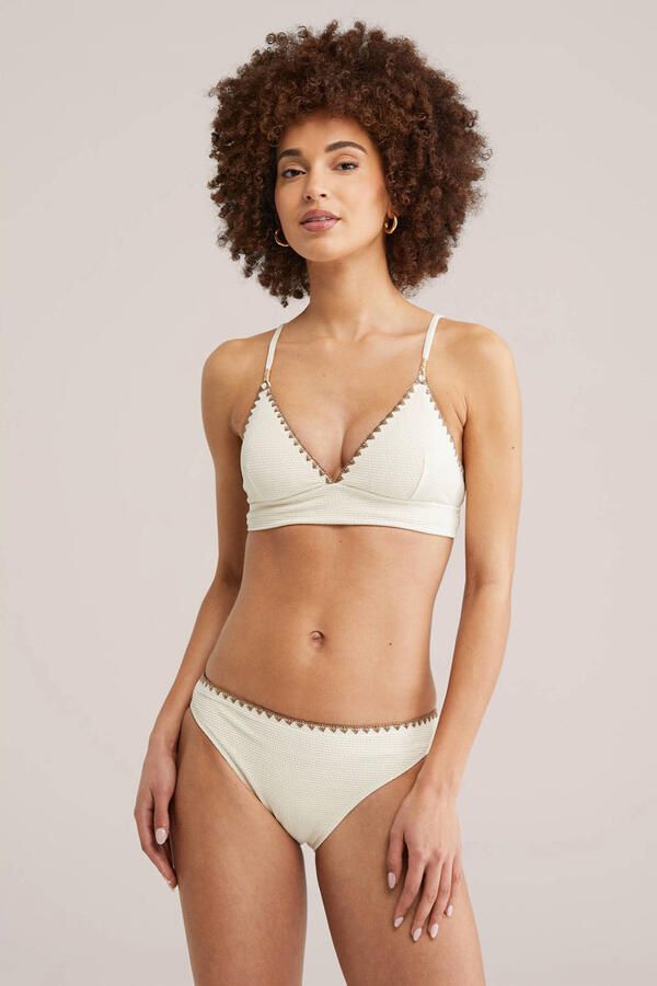 WE Fashion bikinibroekje met textuur ecru