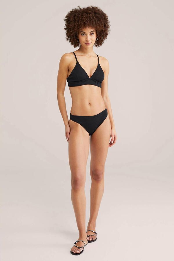 WE Fashion bikinibroekje met textuur zwart - Foto 2