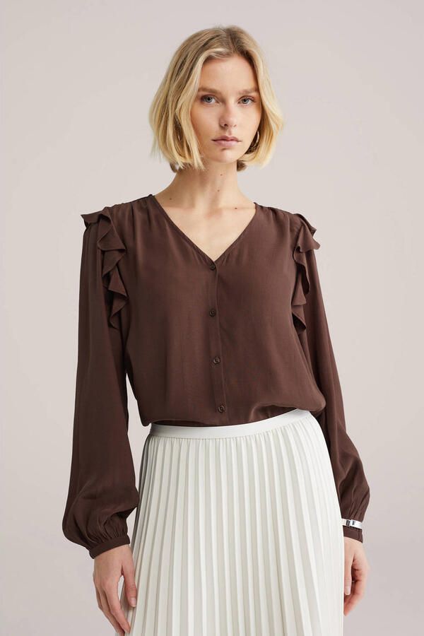 WE Fashion blouse donkerbruin