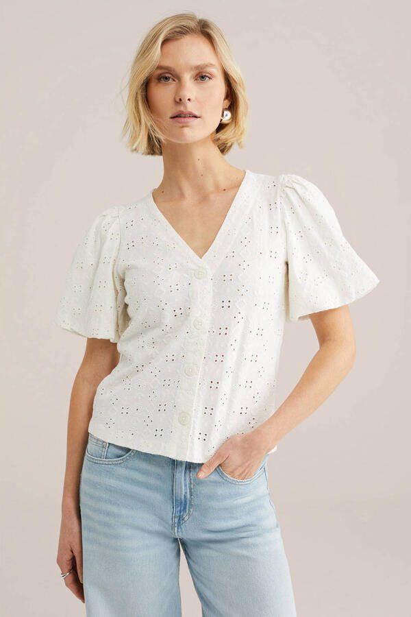 WE Fashion blouse ecru broderie