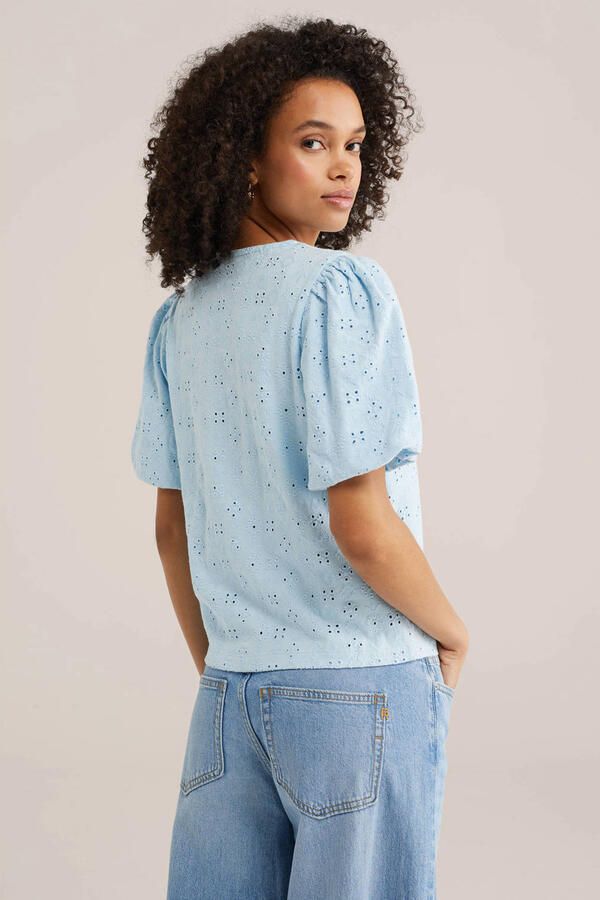 WE Fashion blouse lichtblauw broderie - Foto 3