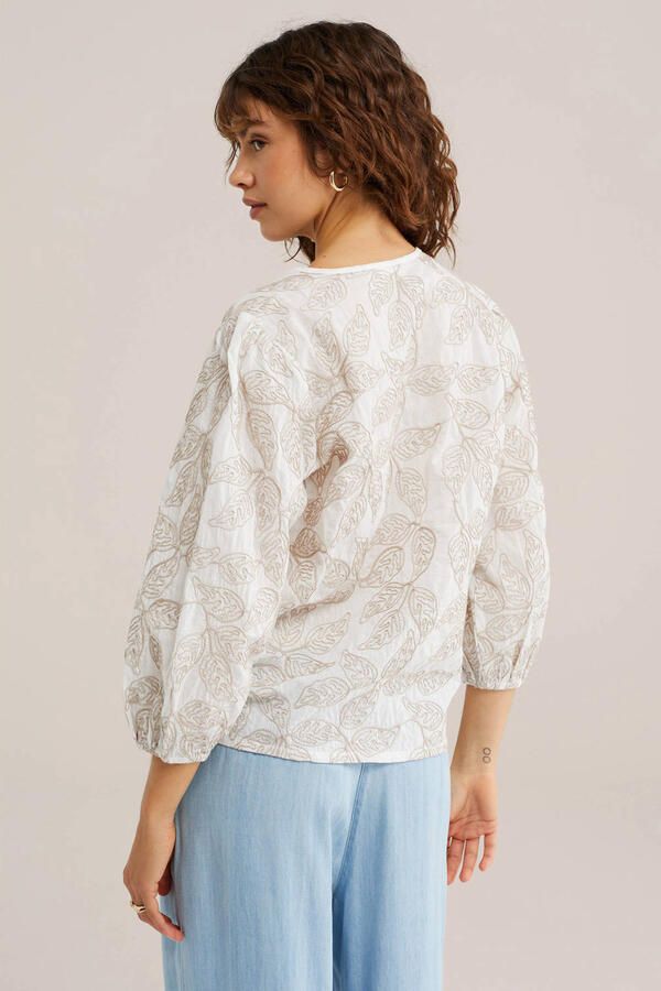 WE Fashion blouse met borduursels en print wit - Foto 2