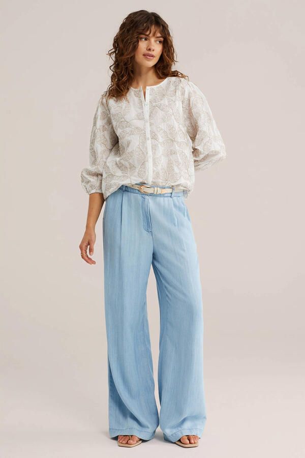 WE Fashion blouse met borduursels en print wit - Foto 3