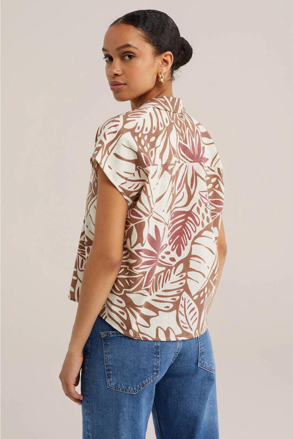 WE Fashion blouse met krijtstreep roodbruin - Foto 2