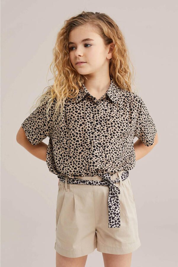WE Fashion blouse met panterprint bruin