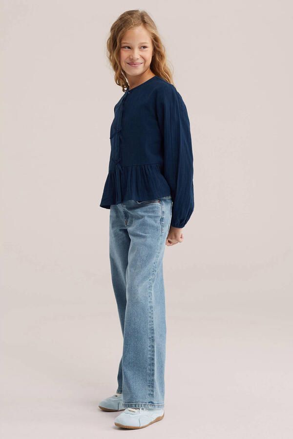 WE Fashion blouse met ruches donkerblauw - Foto 3