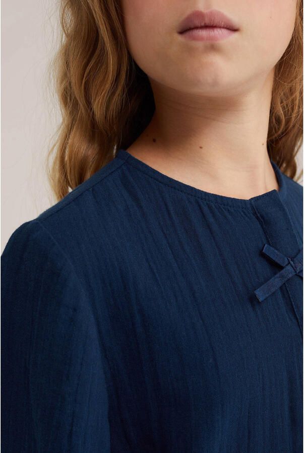 WE Fashion blouse met ruches donkerblauw - Foto 2