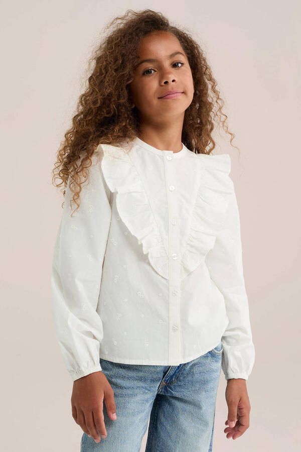 WE Fashion blouse met ruches ecru