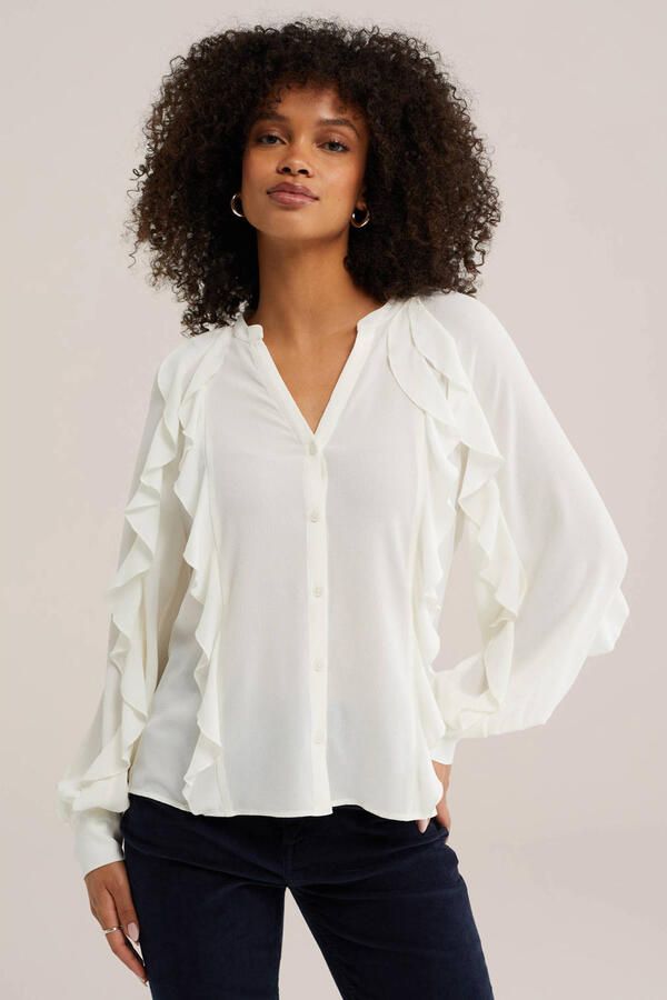 WE Fashion blouse met ruches wit