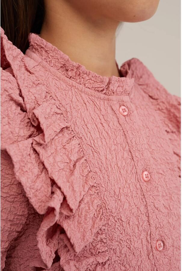 WE Fashion blouse roze Meisjes Polyester Opstaande kraag Effen 158 164