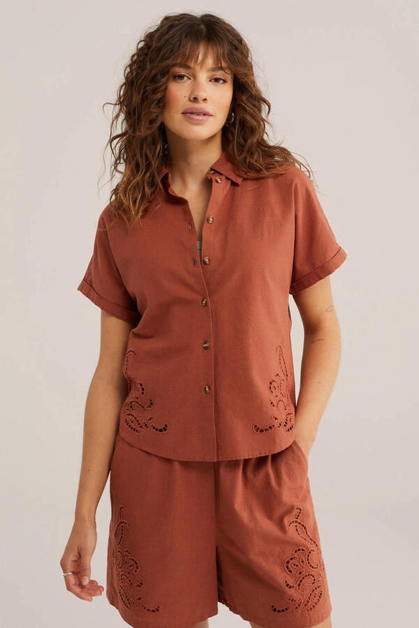 WE Fashion blouse terracotta broderie