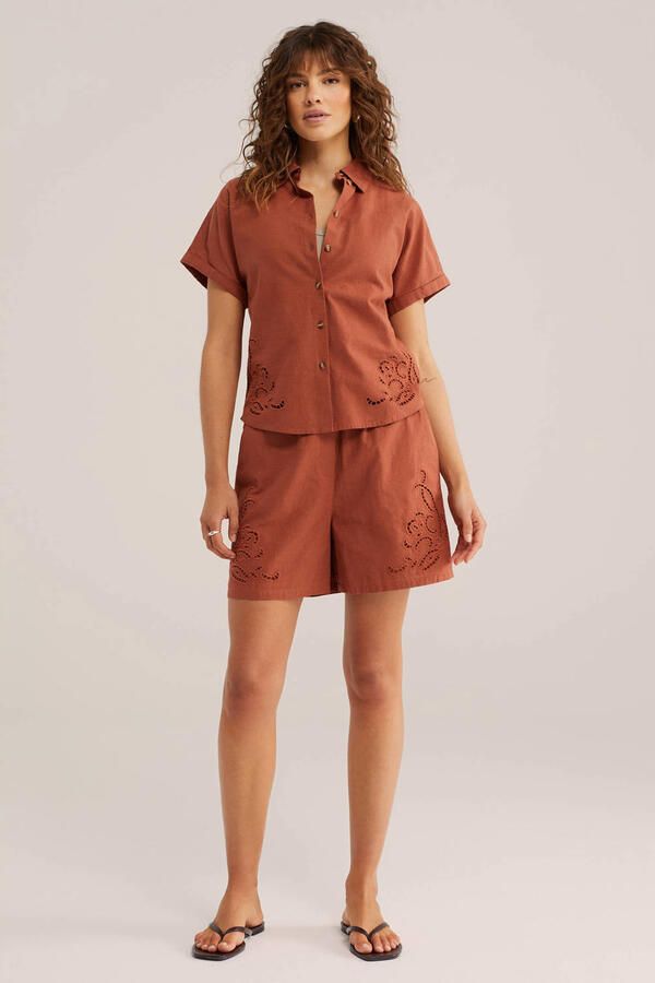 WE Fashion blouse terracotta broderie - Foto 2