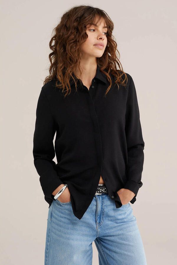 WE Fashion blouse van polyester zwart