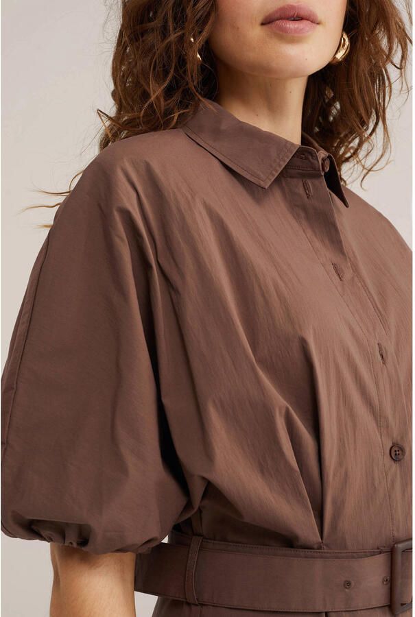 WE Fashion blousejurk met ceintuur bruin - Foto 2