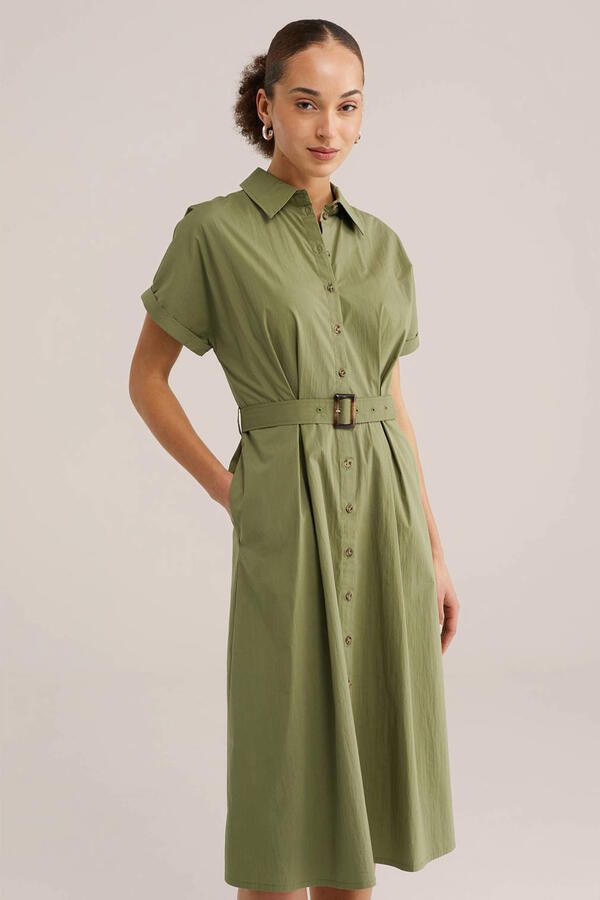 WE Fashion blousejurk met ceintuur groen