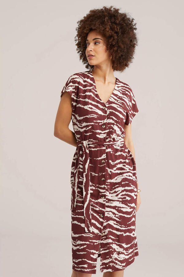 WE Fashion blousejurk met zebraprint donkerrood