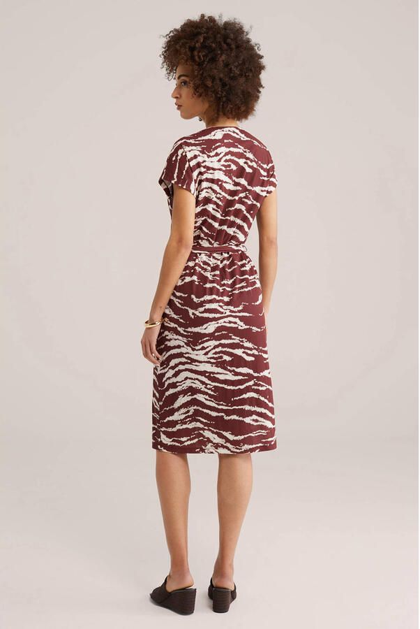 WE Fashion blousejurk met zebraprint donkerrood - Foto 2