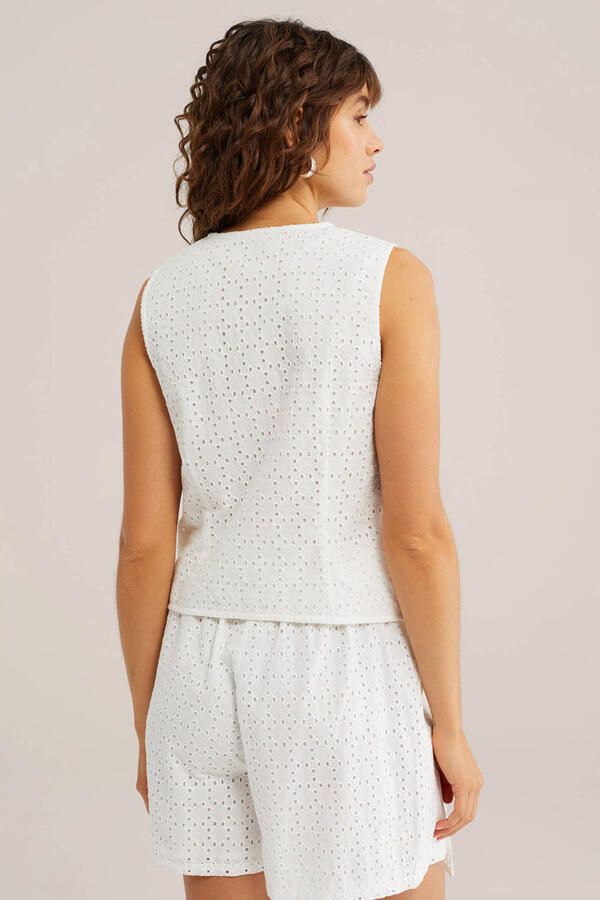 WE Fashion blousetop broderie wit - Foto 3