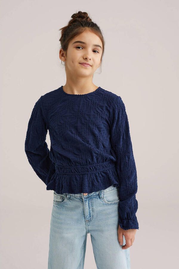WE Fashion blousetop donkerblauw