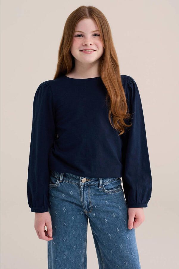WE Fashion blousetop donkerblauw