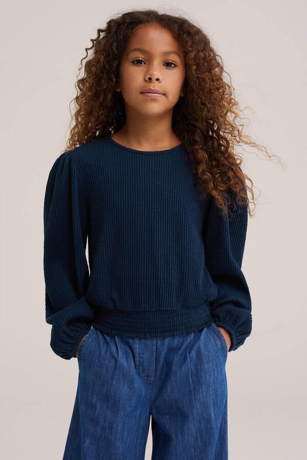 WE Fashion blousetop donkerblauw
