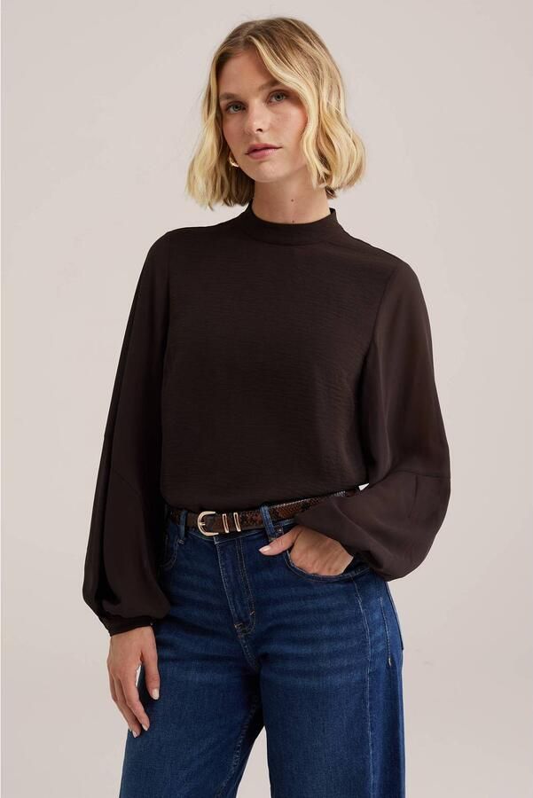 WE Fashion blousetop donkerbruin