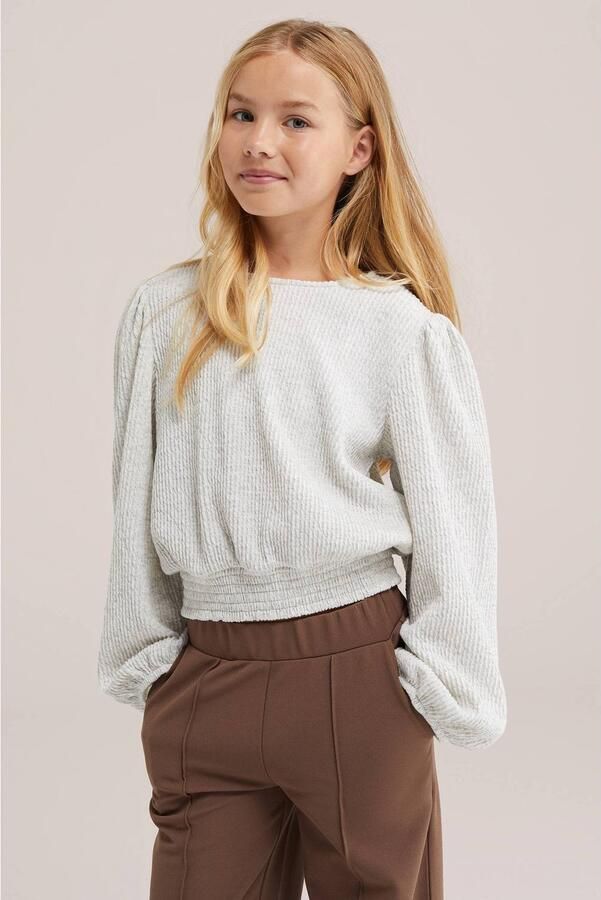 WE Fashion blousetop grijs Meisjes Polyester Ronde hals Effen