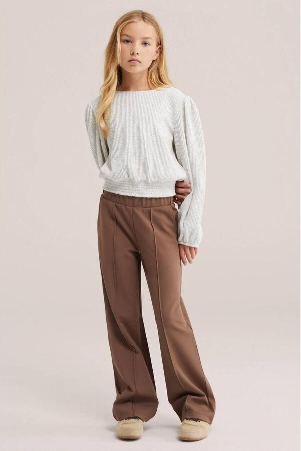 WE Fashion blousetop grijs Meisjes Polyester Ronde hals Effen - Foto 2