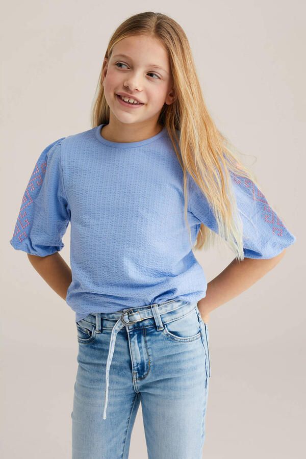 WE Fashion blousetop lichtblauw
