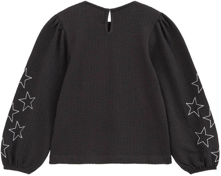 WE Fashion blousetop met borduursels en sterren zwart - Foto 2