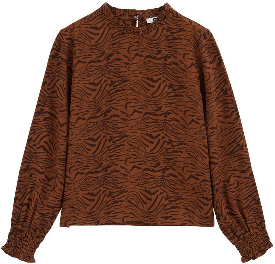 WE Fashion blousetop met zebraprint camel