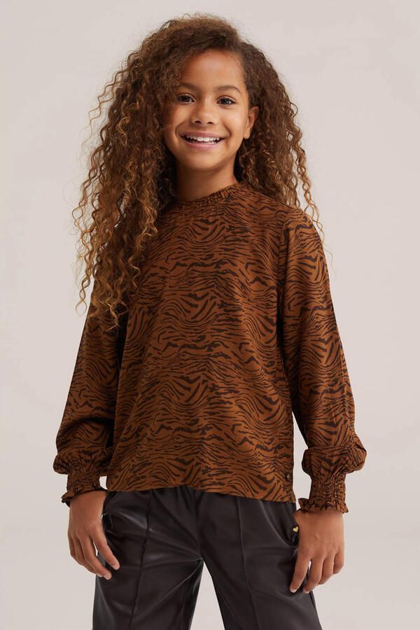 WE Fashion blousetop met zebraprint camel