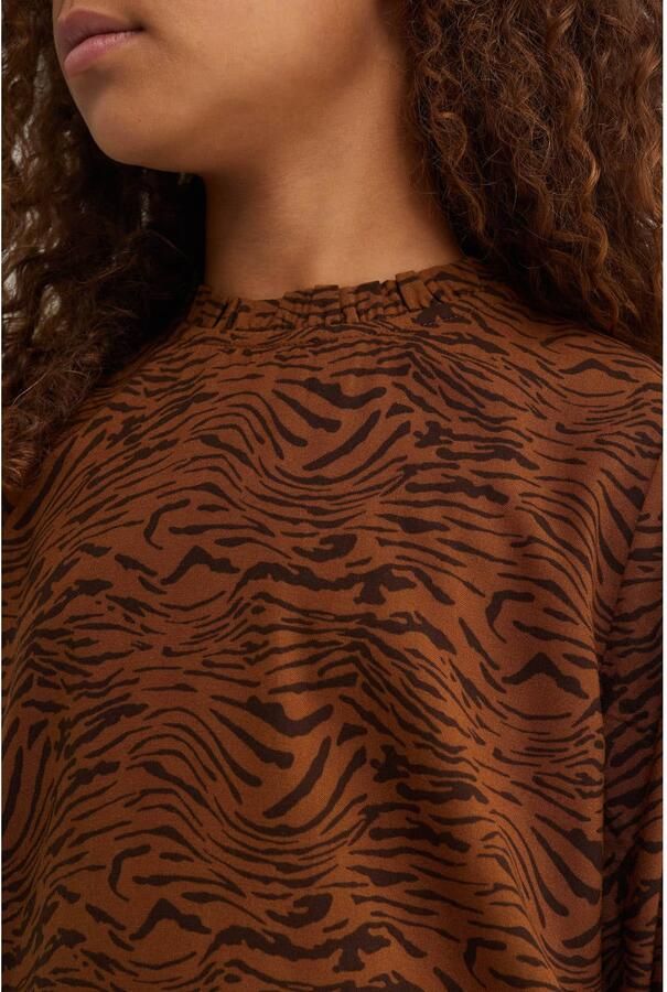 WE Fashion blousetop met zebraprint camel Bruin Meisjes Viscose Opstaande kraag - Foto 2