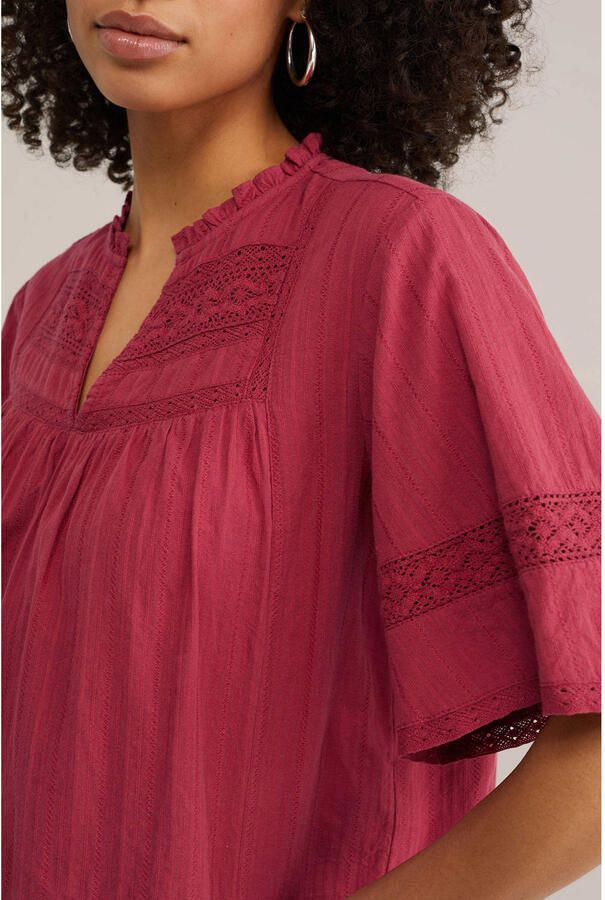 WE Fashion blousetop rood broderie - Foto 2