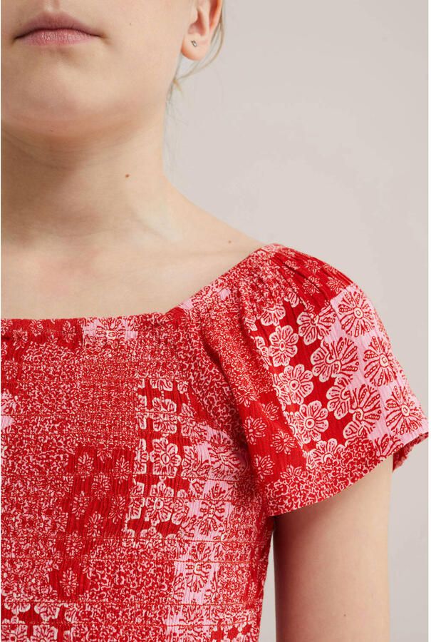 WE Fashion blousetop rood met textuur - Foto 2