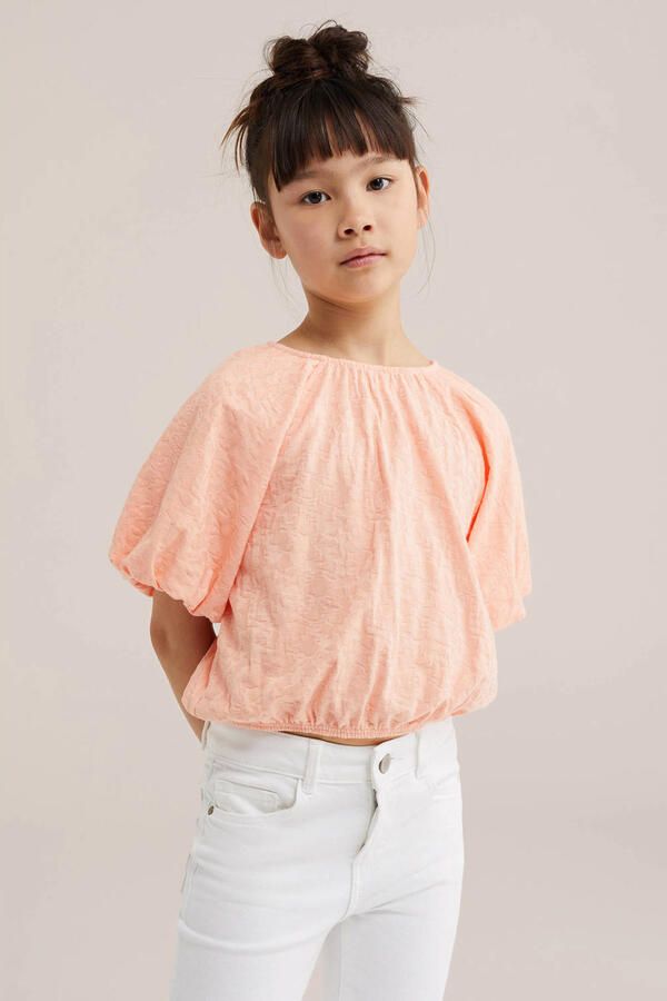 WE Fashion blousetop zalm
