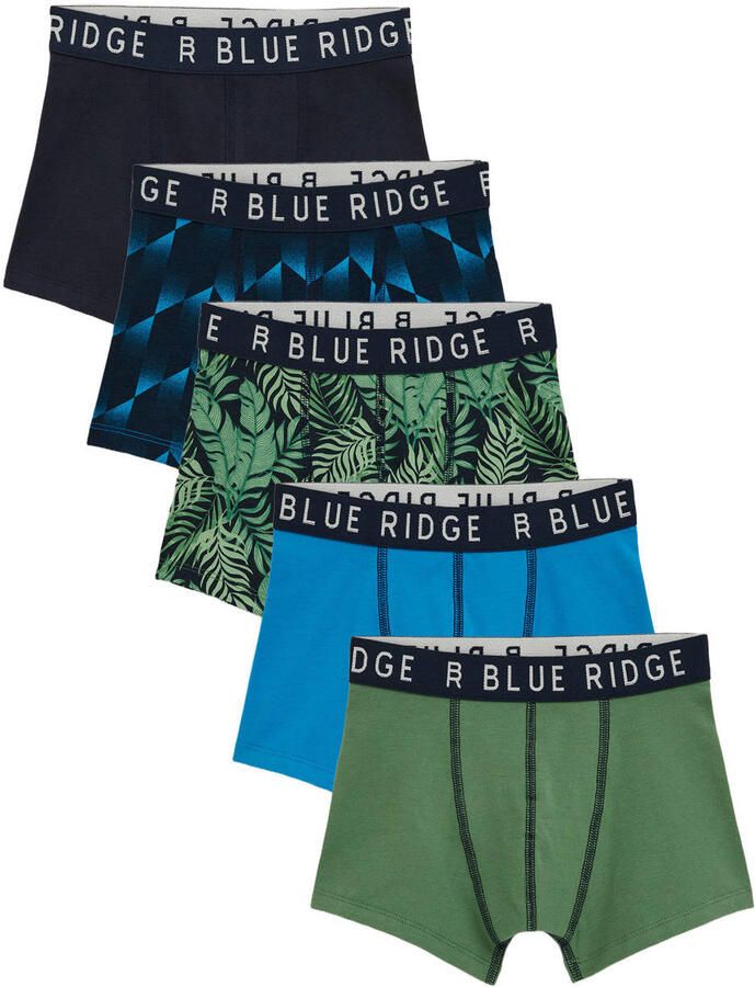 WE Fashion Blue Ridge boxershort donkerblauw blauw groen (set van 5)