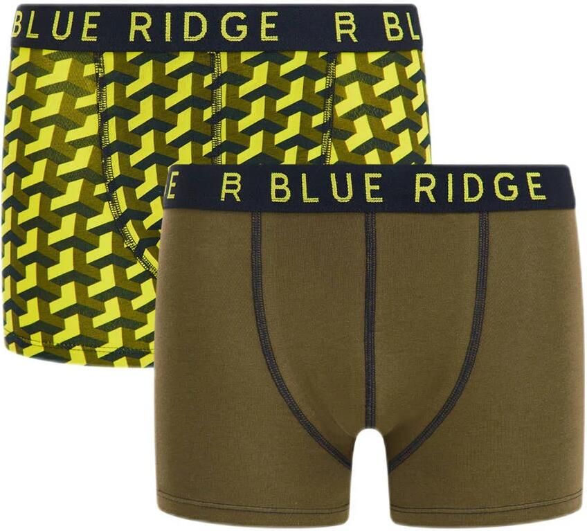 WE Fashion Blue Ridge boxershort set van 2 geel bruin Groen Jongens Stretchkatoen 110 116