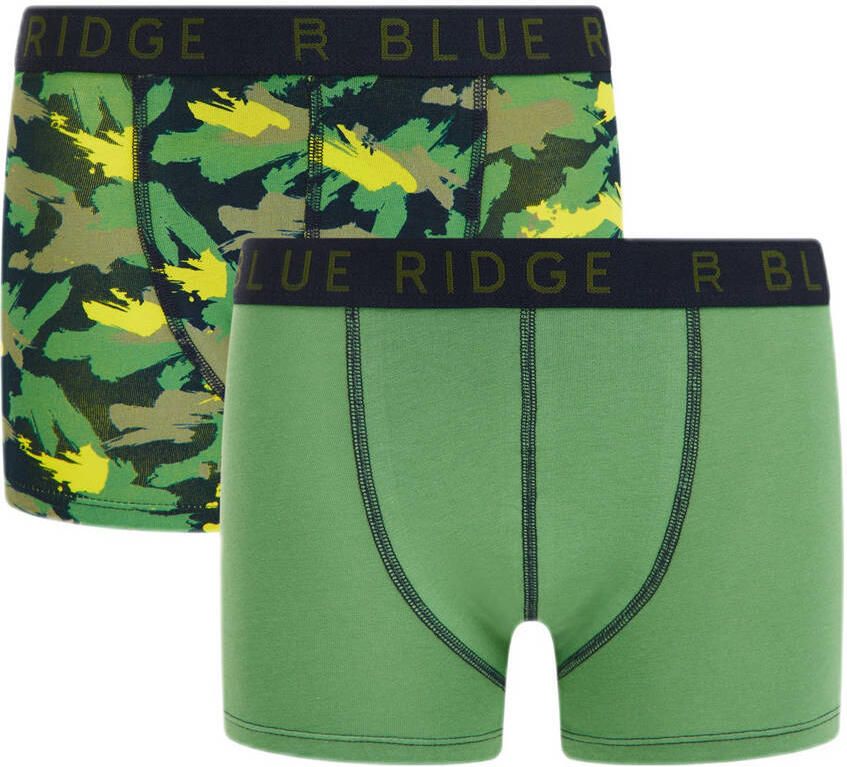 WE Fashion Blue Ridge boxershort set van 2 groen zwart Jongens Stretchkatoen 110 116